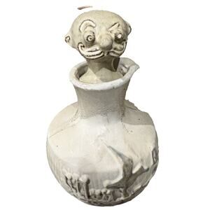 Vintage B Welsh Cruet Old Man Face Stopper Pottery Signed Pacific Stoneware Art